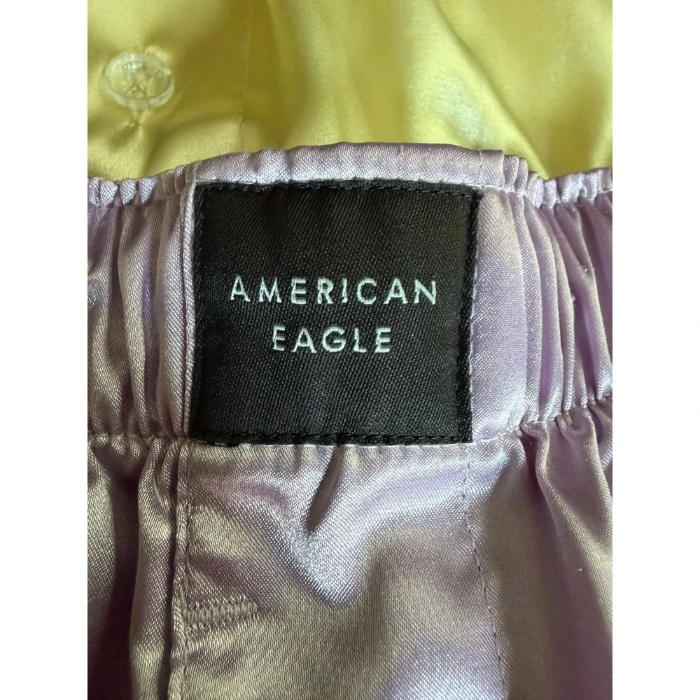 4 Pack American Eagle Satin Boxer Shorts Large Yellow Lavender Coral Tie Dye